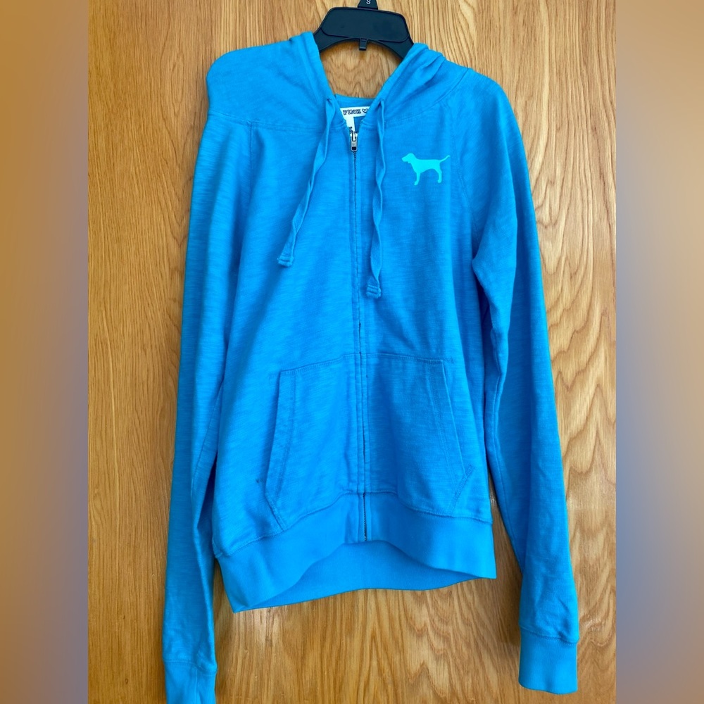 PINK Victoria Secret Blue Zip Up Hoodie | XS